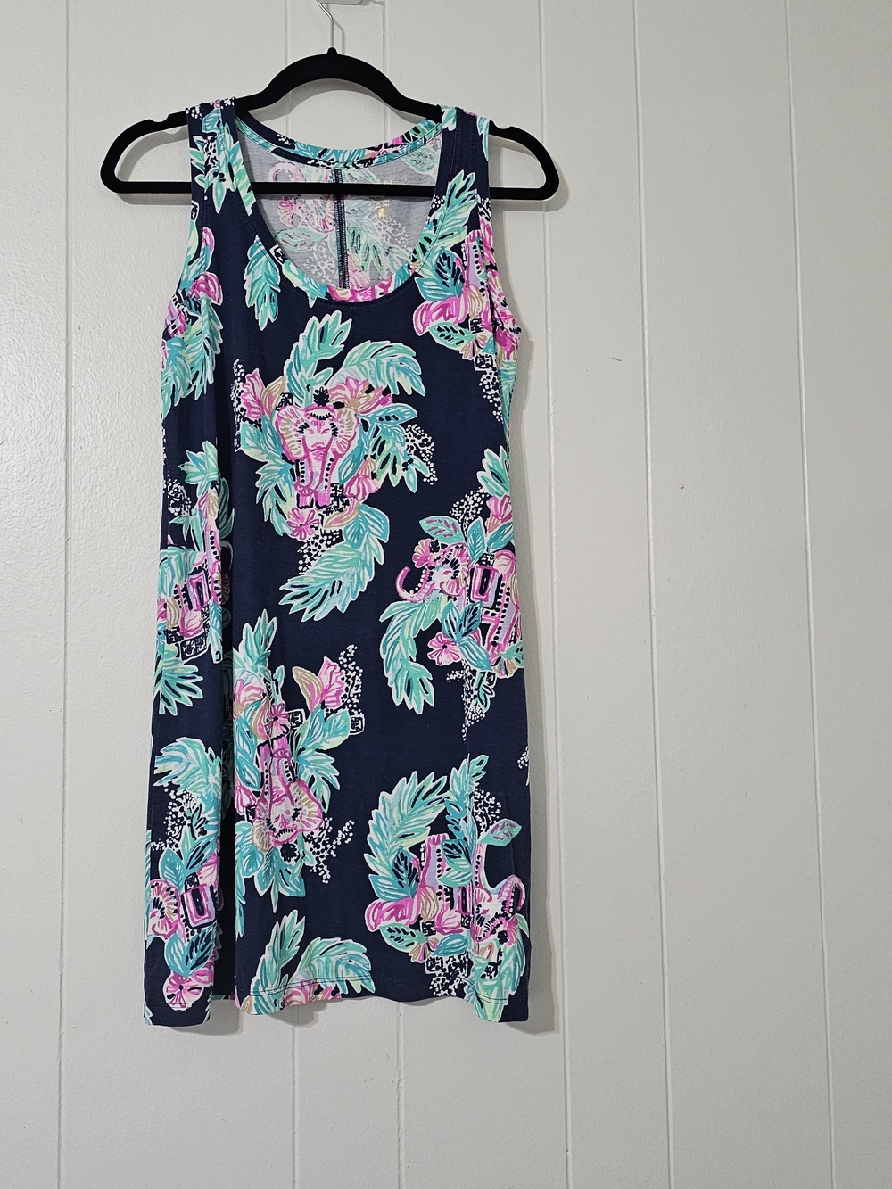 Lilly Pulitzer Raylee Dress XS Tropical Elephant Pima Cotton Shift Mini